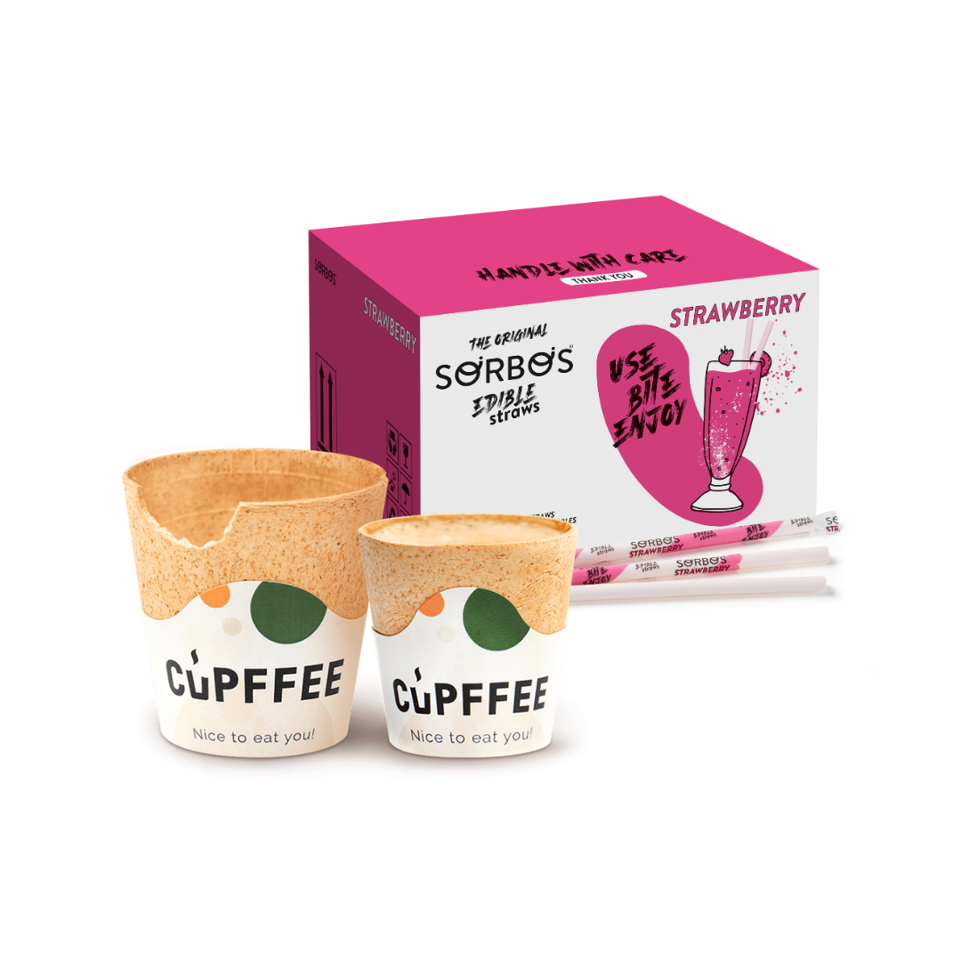 valgomas puodelis valgomas šiaudelis